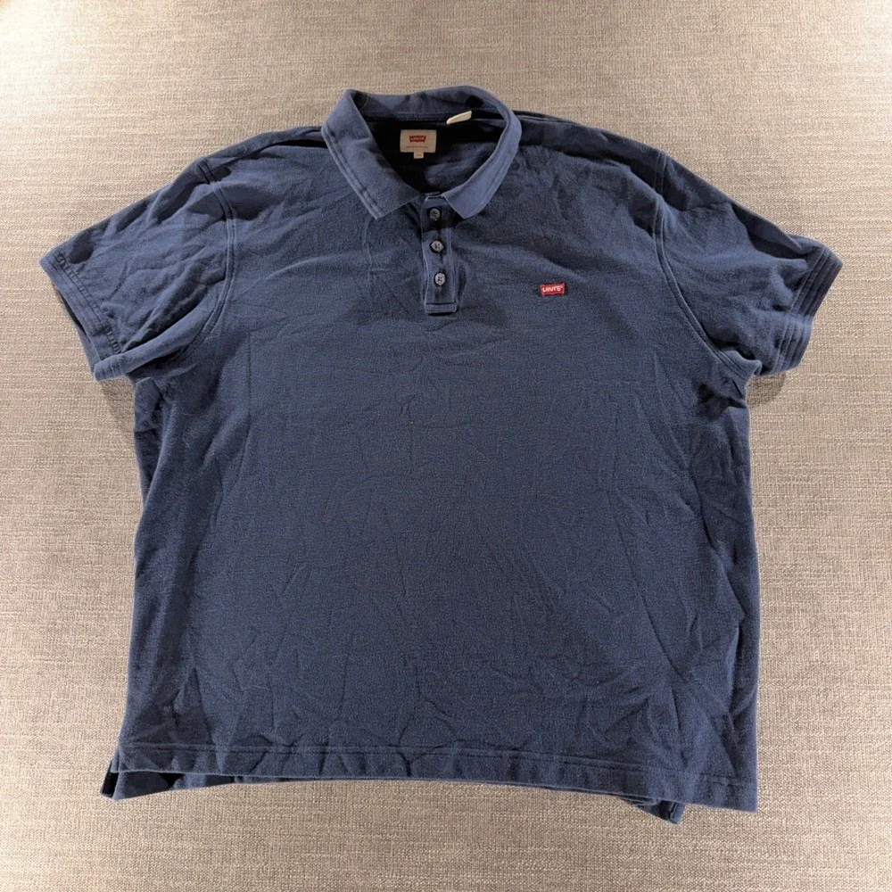 Levi's Polo Shirt Mens XXL Navy‎ Blue Excellent Short Sleeve Pique Red Tab Logo